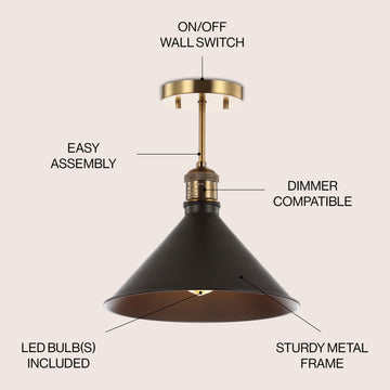 Nick 11" Metal LED Semi Flush Mount - JONATHAN Y